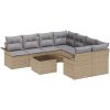 9-delad gårdsoffa med dynor Beige Poly Rattan vidaXL 55 x 55 x 37 cm – miniatyr 2