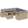 9-delad sofacenhet med kuddar i beige polyrotting vidaXL 100 x 55 x 73 cm – miniatyr 2