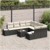 9-delad soffgrupp med kuddar i svart polyrotting vidaXL 55 x 55 x 37 cm – miniatyr 3