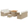 9-delad Trädgård Soffset med Kuddar i Beige Poly Rattan vidaXL Stor – miniatyr 2