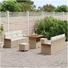 9-delad Trädgård Soffset med Kuddar i Beige Poly Rattan vidaXL Stor – miniatyr 3
