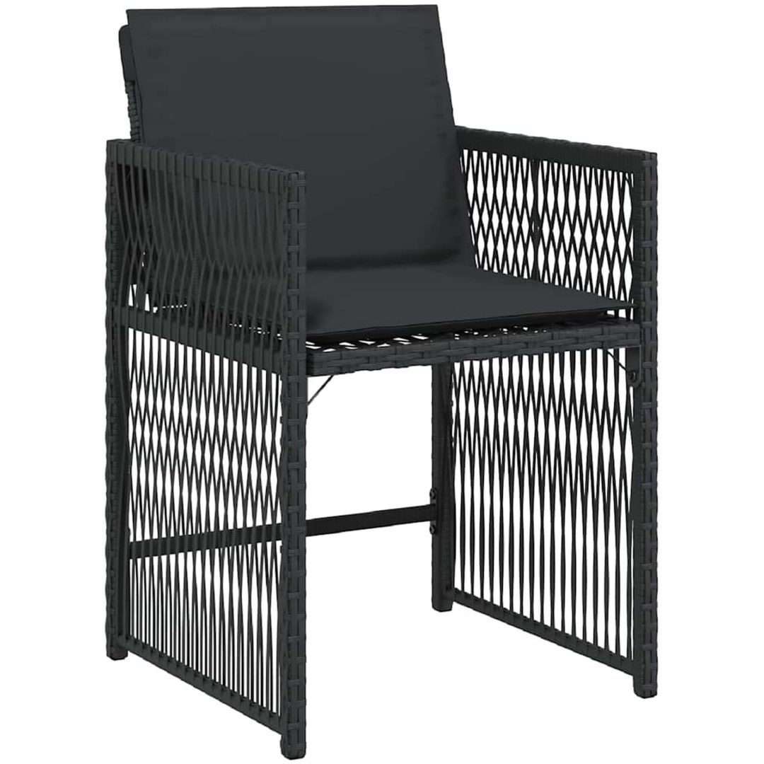 9-delad trädgårdsdining-set med kuddar i svart poly rattan vidaXL 200 x 80 x 73 cm – bild 5