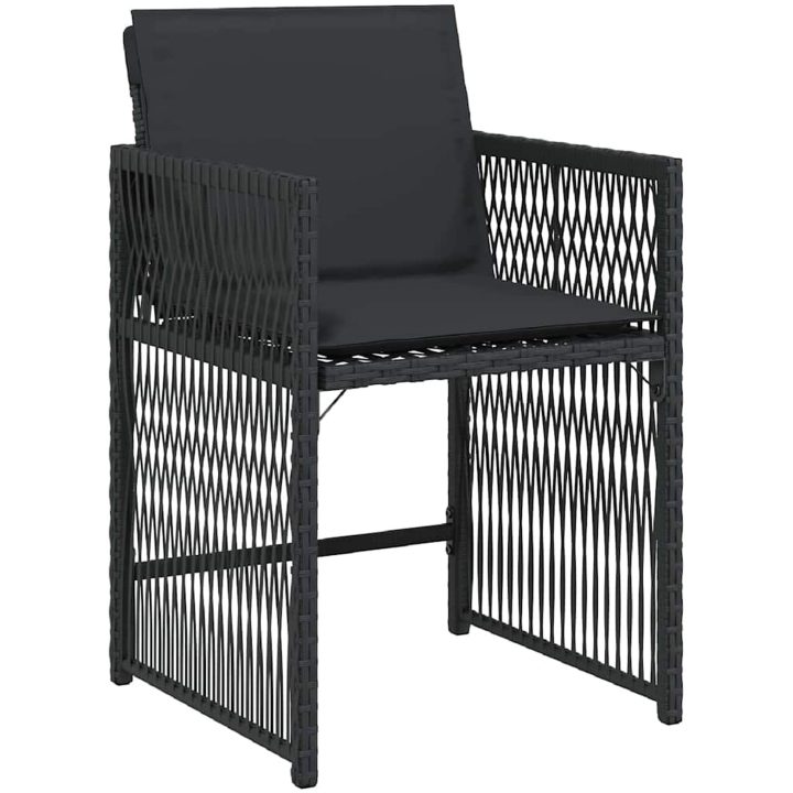9-delad trädgårdsdining-set med kuddar i svart poly rattan vidaXL 200 x 80 x 73 cm – bild 5