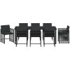 9-delad trädgårdsdining-set med kuddar i svart poly rattan vidaXL 200 x 80 x 73 cm – miniatyr 6