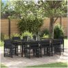 9-delad trädgårdsdining-set med kuddar i svart poly rattan vidaXL 200 x 80 x 73 cm – miniatyr 1