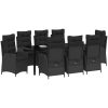 9-delad trädgårdsdining set med kuddar svart poly rattan vidaXL Standard – miniatyr 3
