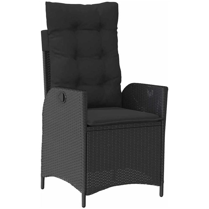 9-delad trädgårdsdining set med kuddar svart poly rattan vidaXL Standard – bild 5