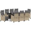 9-delad trädgårdsgrupp Beige Poly Rattan vidaXL 8 - Sits – miniatyr 3