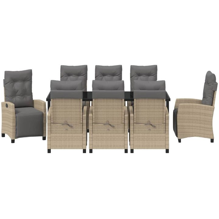 9-delad trädgårdsgrupp Beige Poly Rattan vidaXL 8 - Sits – bild 6