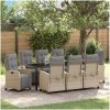 9-delad trädgårdsgrupp Beige Poly Rattan vidaXL 8 - Sits – miniatyr 1