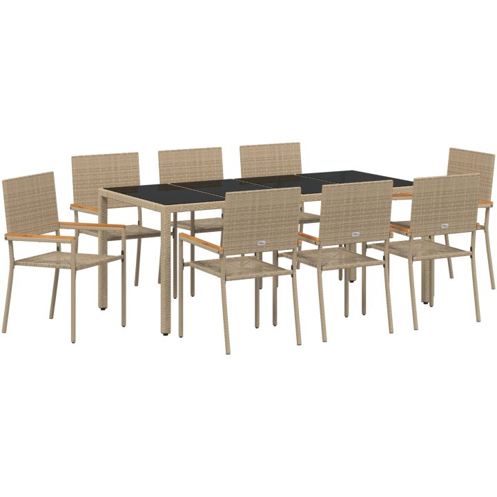 9-delad trädgårdsmatgrupp beige polyroting vidaXL 8 - Sits – bild 2