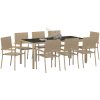 9-delad trädgårdsmatgrupp beige polyroting vidaXL 8 - Sits – miniatyr 3