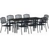 9-delad trädgårdsmatgrupp i anthracite-stål vidaXL 200 x 80 x 73 cm – miniatyr 2
