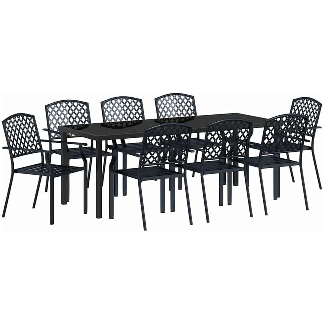 9-delad trädgårdsmatgrupp i anthracite-stål vidaXL 200 x 80 x 73 cm – bild 2