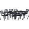 9-delad trädgårdsmatgrupp i anthracite-stål vidaXL 200 x 80 x 73 cm – miniatyr 3
