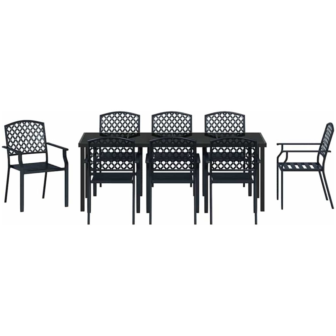 9-delad trädgårdsmatgrupp i anthracite-stål vidaXL 200 x 80 x 73 cm – bild 6