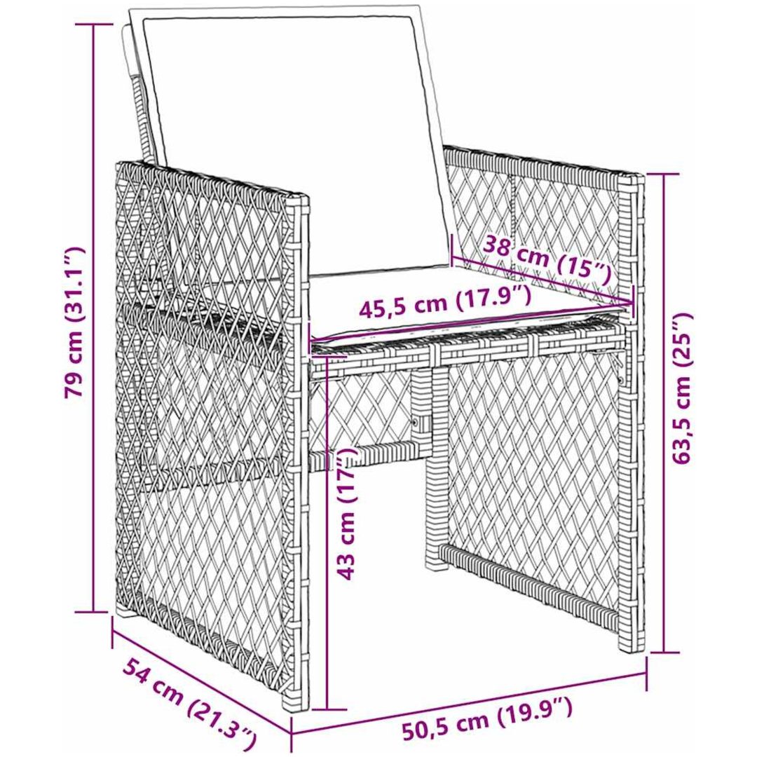 9-delad Trädgårdsmatgrupp med Kuddar Beige Poly Rattan vidaXL Stor – bild 8