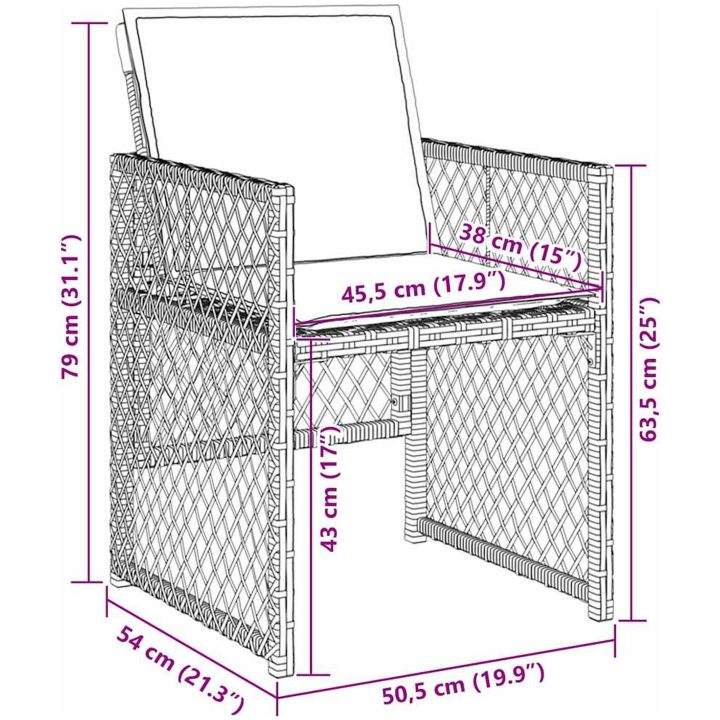 9-delad Trädgårdsmatgrupp med Kuddar Beige Poly Rattan vidaXL Stor – bild 8