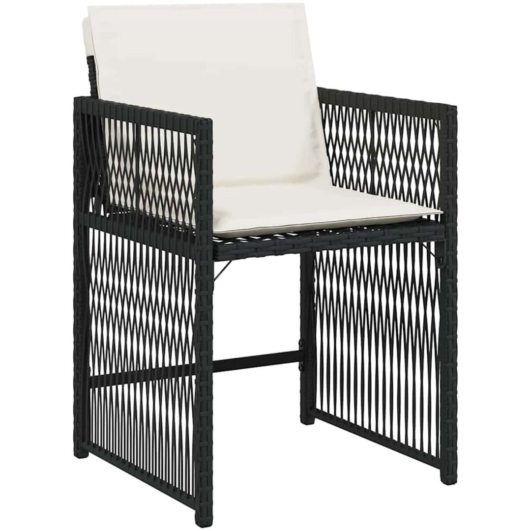 9-delad trädgårdsmöbelset med kuddar i svart polyrotting vidaXL 200 x 80 x 73 cm – bild 5
