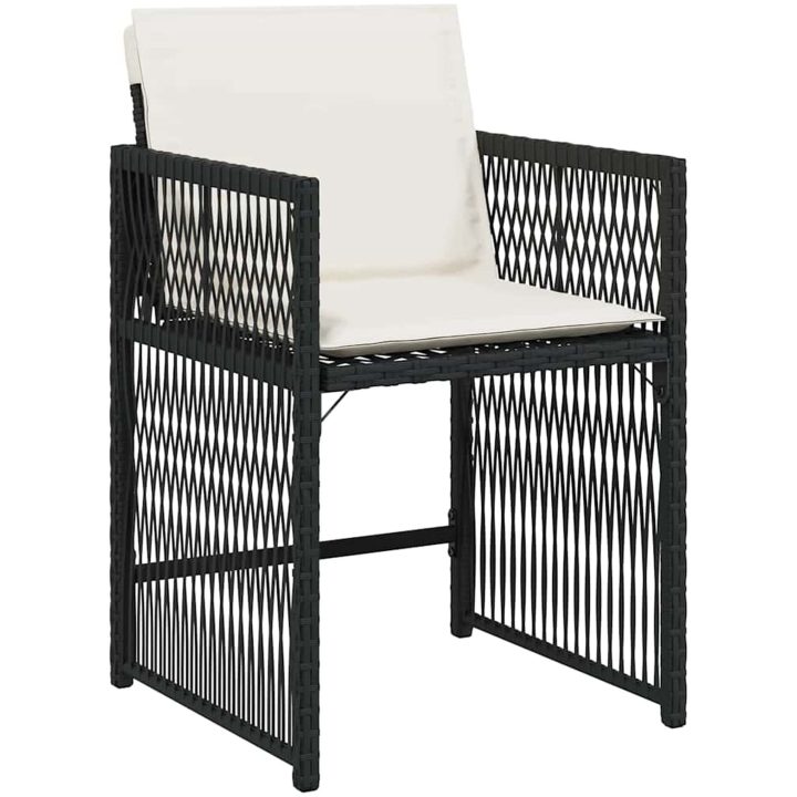 9-delad trädgårdsmöbelset med kuddar i svart polyrotting vidaXL 200 x 80 x 73 cm – bild 5