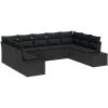 9-delad trädgårdsmöbelset med kuddar - Svart polyrotting vidaXL 289 x 209 x 69 cm – miniatyr 2