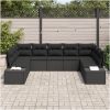 9-delad trädgårdsmöbelset med kuddar - Svart polyrotting vidaXL 289 x 209 x 69 cm – miniatyr 3