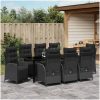 9-delad Trädgårdsmöbelset Svart Poly Rattan vidaXL 200 x 80 x 73 cm – miniatyr 4