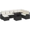 9-delad trädgårdsofa med kuddar svart poly rattan vidaXL Stor – miniatyr 2
