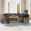 9-delad Trädgårdsofa Set med Kuddar Grå Poly Rattan Akacia vidaXL Stor – miniatyr 3
