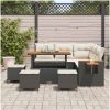 9-delad Trädgårdsofa Set med Kuddar Svart Poly Rattan Akacia vidaXL 5 - Sits – miniatyr 3