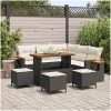 9-delad Trädgårdsofa Set med Kuddar Svart Poly Rattan Akacia vidaXL 5 - Sits – miniatyr 1
