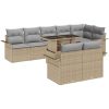 9-delad trädgårdsoffセット med kuddar Beige Polyrotting vidaXL Stor – miniatyr 1