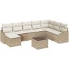 9-delad trädgårdsoffセット med kuddar brun poly rattan vidaXL 288,5 x 178,5 x 85 cm – miniatyr 2