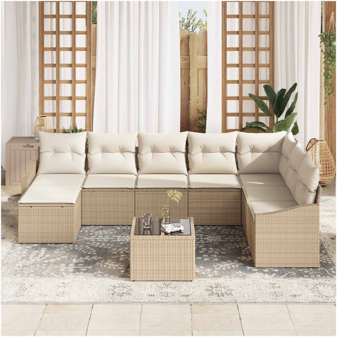 9-delad trädgårdsoffセット med kuddar brun poly rattan vidaXL 288,5 x 178,5 x 85 cm – bild 3