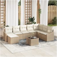 9-delad trädgårdsoffセット med kuddar brun poly rattan vidaXL