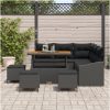 9-delad trädgårdsoff med kuddar svart poly rattan akacia vidaXL 5 - Sits – miniatyr 3