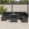 9-delad trädgårdsoffセット med kuddar svart poly rattan vidaXL Stor – miniatyr 3
