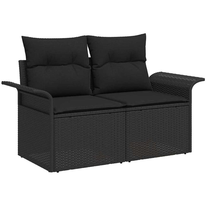 9-delad Trädgårdsoffセット med Kuddar Svart Poly Rotting Akacia vidaXL Medium – bild 4
