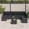9-delad trädgårdsoff set med kuddar Beige Poly Rattan vidaXL Stor – miniatyr 3