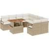 9-delad trädgårdsoffa med kuddar Beige poly rotting vidaXL Stor – miniatyr 2