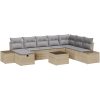 9-delad trädgårdsoffa set med kuddar Beige Polyrotting vidaXL 55 x 62 x 69 cm – miniatyr 2