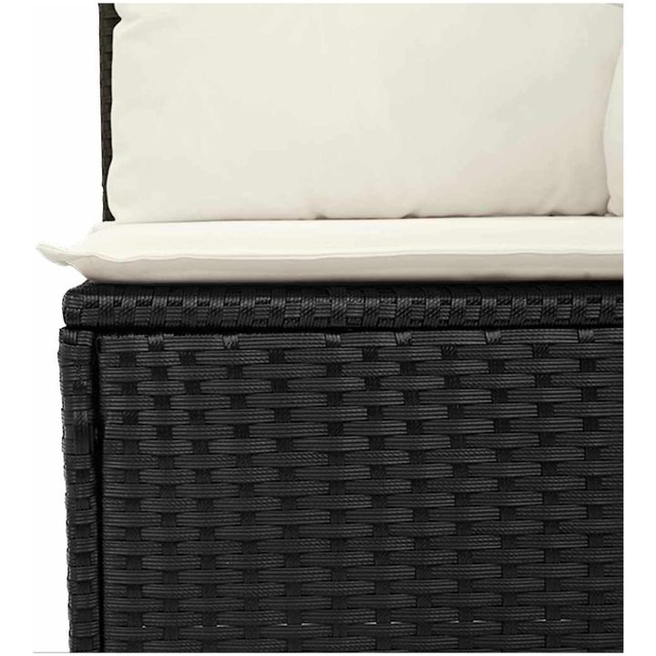 9-delad Trädgårdsoffa Set med Kuddar Svart Poly Rattan Acacia vidaXL Stor – bild 8