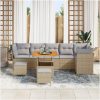 9-delad trädgårdsoffagrupp med kuddar beige poly rattan akacia vidaXL 4 - Delat set – miniatyr 3