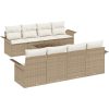 9-delad trädgårdsoffagrupp med kuddar beige poly rattan vidaXL 55 x 55 x 37 cm – miniatyr 2