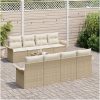 9-delad trädgårdsoffagrupp med kuddar beige poly rattan vidaXL 55 x 55 x 37 cm – miniatyr 3