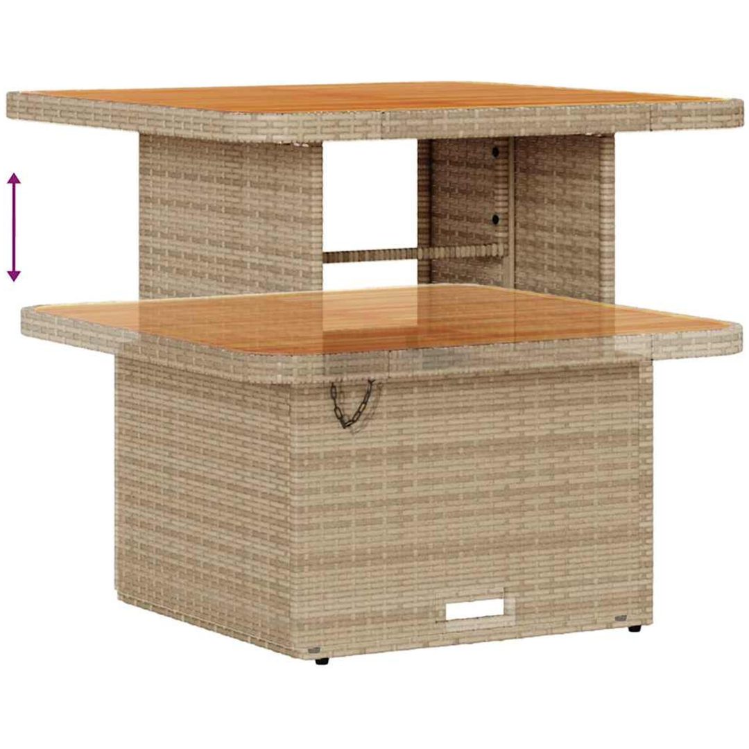 9-delad trädgårdsoffagrupp med kuddar Beige Poly Rott Akacia vidaXL Medium, 2 - Sits, 80 cm – bild 8