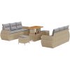 9-delad trädgårdsoffagrupp med kuddar beige poly rotting akacia vidaXL Stor – miniatyr 2