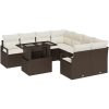 9 Delad Trädgårdsoffagrupp med Kuddar Brun Poly Rattan vidaXL 3 - Sits, 120 x 62 x 69 cm, medium – miniatyr 2
