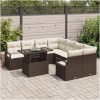9 Delad Trädgårdsoffagrupp med Kuddar Brun Poly Rattan vidaXL 3 - Sits, 120 x 62 x 69 cm, medium – miniatyr 3