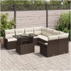 9-delad trädgårdsoffagrupp med kuddar i brun poly-rattan vidaXL 100 x 55 x 73 cm – miniatyr 3